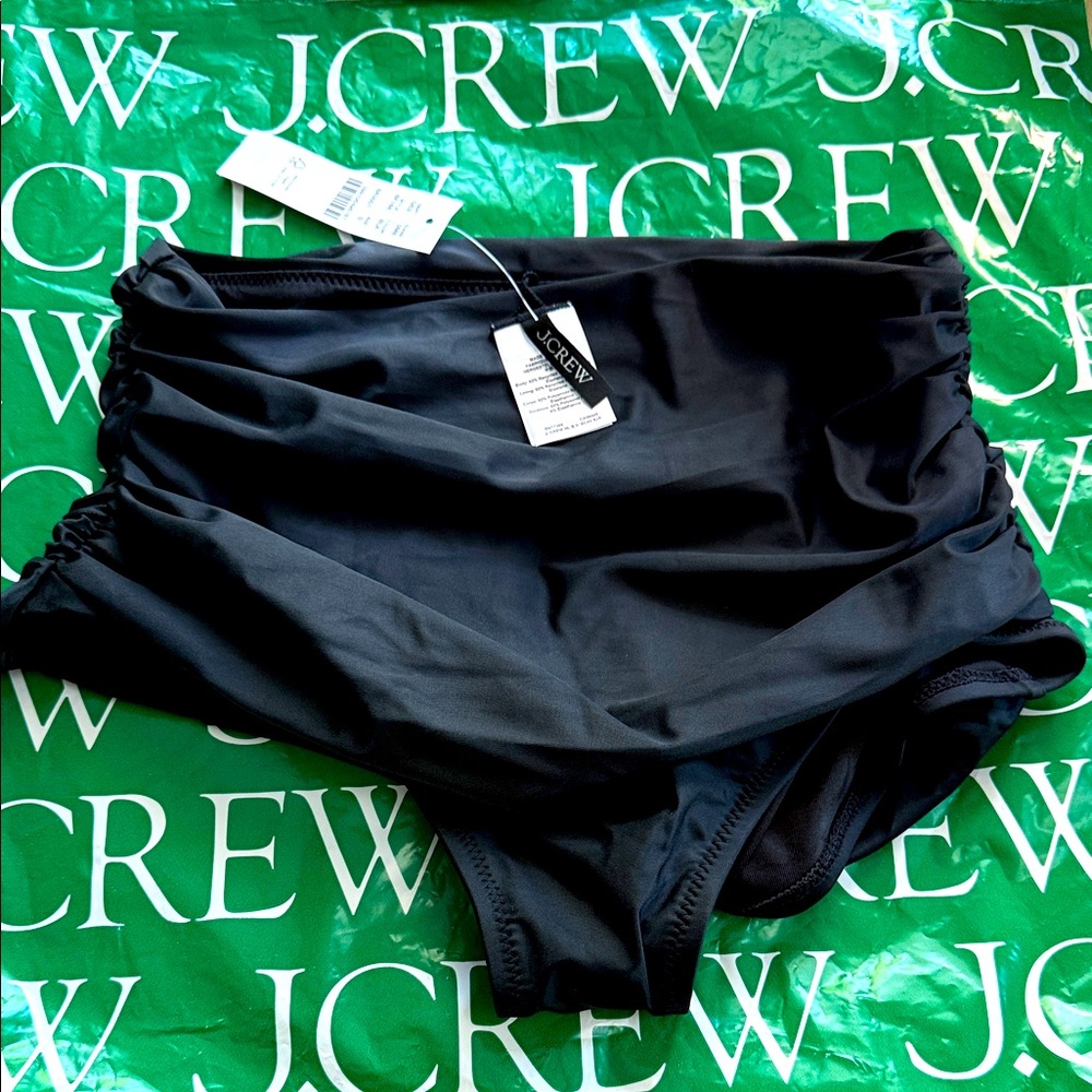 J Crew Ruched high rise bikini bottom- size small